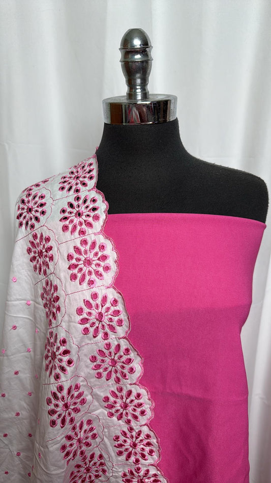 PINK/DOUBLE-BORDER BUNDLE : 2YD Pink Millennium & 2YD Double-Border Embroidered Cotton Woven : A27061