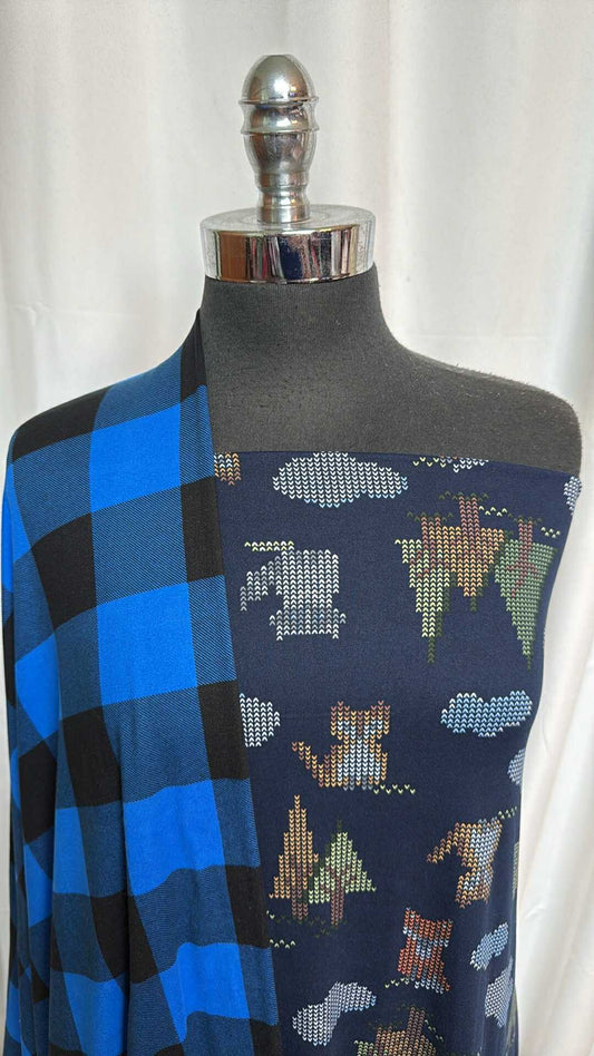 WOODLAND/ROYAL PLAID BUNDLE : 2YD Woodland DBP & 1YD Royal/Black Plaid DBP : A28550