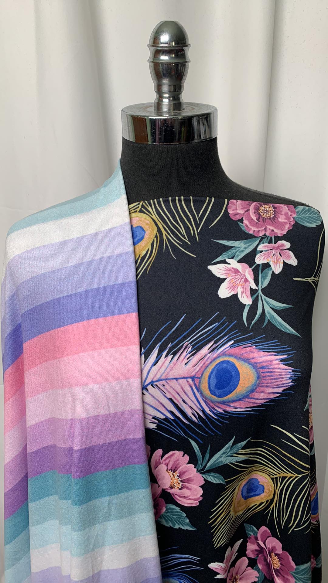 PEACOCK/STRIPE BUNDLE : 2YD Peacock Feather DBP & 2YD Stripe Oakley SK : A1797