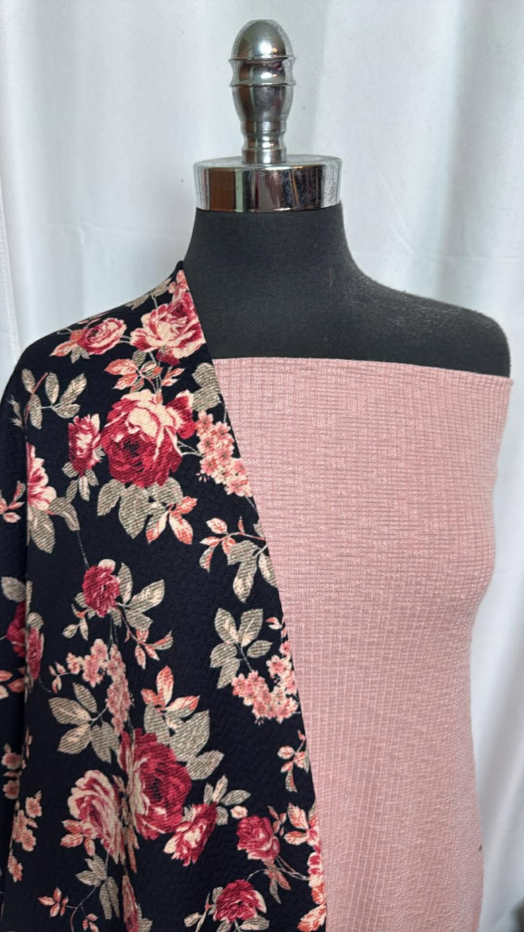 FANCY RIB/FLORAL QUILTED BUNDLE : 2YD Floral Quilted & 2YD Fancy Rib SK : A30080