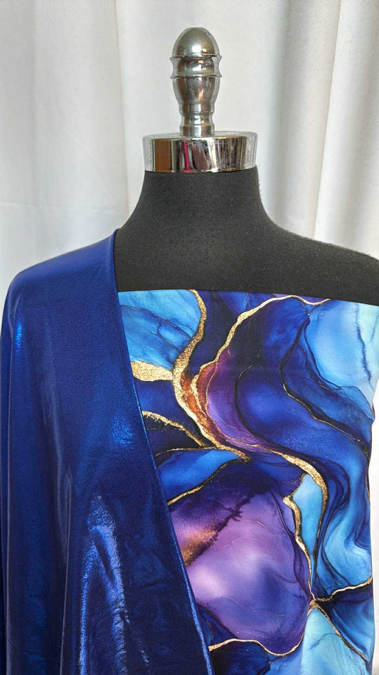 FOIL/AZURE AGATE BUNDLE : 24" Cut of Azure Agate Peached PF & 24" Cut of Blue Foil PF : A28826