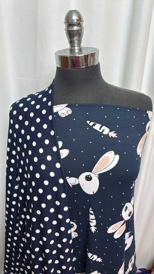 NAVY BUNNY/DOT BUNDLE : 2YD Navy Bunny DBP & 2YD Navy Polka Dot DBP : A27983