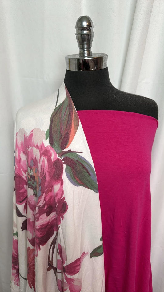 FUCHSIA/FLORAL BUNDLE : 1.5YD Fuchsia R/S & 3.5YD Floral PRS FT : A30656