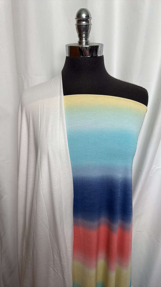 WHITE/OMBRE STRIPE BUNDLE : 2YD Ombre Stripe Bulgari & 2YD White Pima Cotton Jersey : A26126