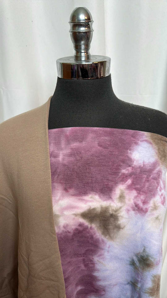 TAUPE/TIE DYE BUNDLE : 2YD Tie Dye Brushed PRS FT & 1YD Taupe Modal/Spandex FT : A28350