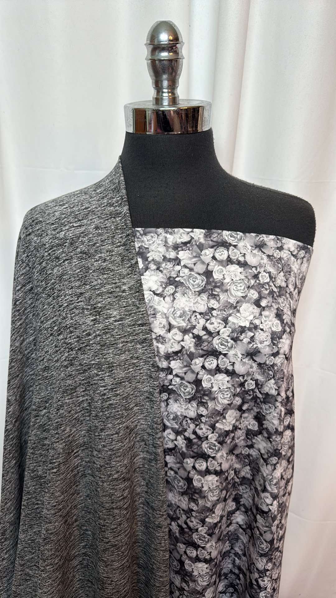 MONOCHROME FLORAL BUNDLE : 2YD Black/White Mid-Weight PF & 1YD Floral Yoga PF : A27452