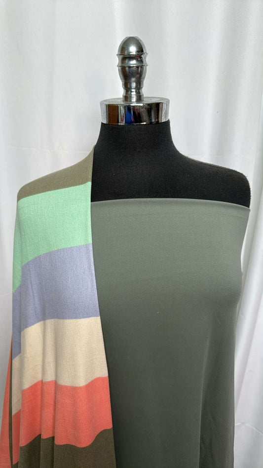 SAGE/WIDE STRIPE BUNDLE : 2YD Sage Yoga PF & 2YD Wide Stripe Oakley SK : A27397