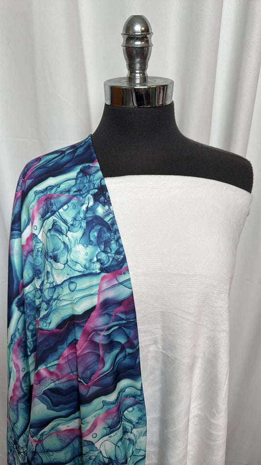IVORY/AQUA GEODE BUNDLE : 2YD Ivory Knit Corduroy & 2YD Aqua Geode Sport Fleece : A26376
