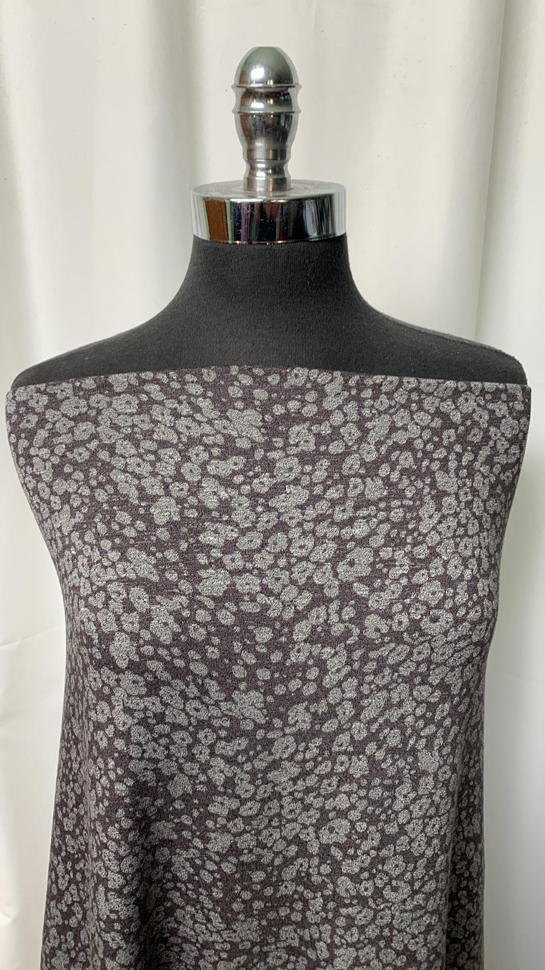 Grey Leopard - Cotton/Spandex French Terry - By the Yard