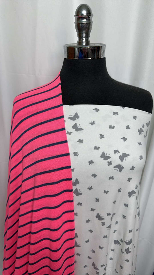 BUTTERFLY/PINK STRIPE BUNDLE : 2YD Butterfly DBP & 2YD Pink Stripe Light-Weight SK : A27398