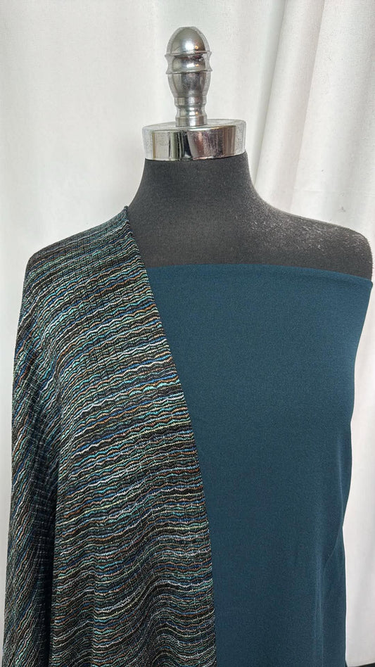 TEAL/SWEATER BUNDLE : 2YD Teal Crepe Scuba & 2YD Poly SK : A30807
