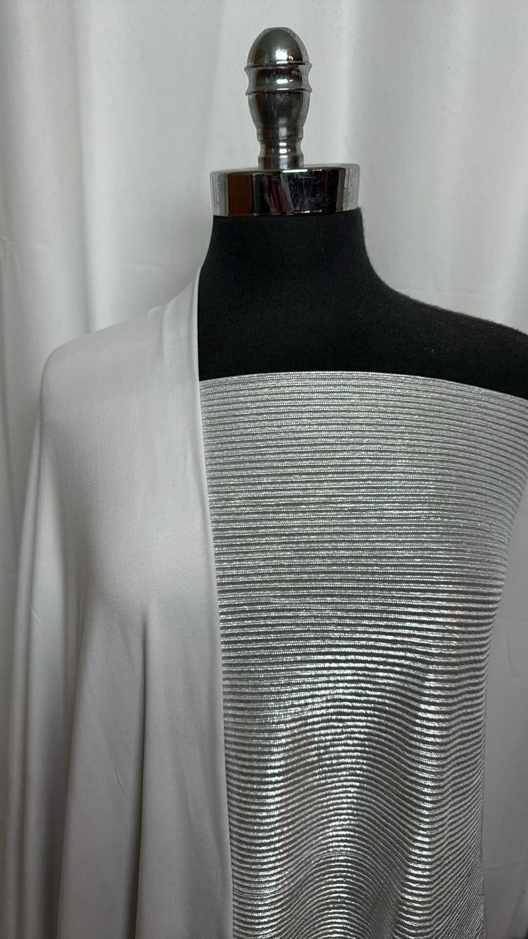 WHITE/SILVER BUNDLE : 2YD White DBP & 2YD Silver Foil Pleated Woven : A29068
