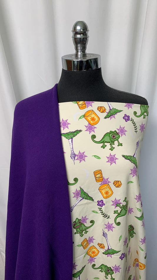 PURPLE/PASCAL BUNDLE : 3YD Purple Sweatshirt Fleece & 1.5YD Chameleon C/S : A2001