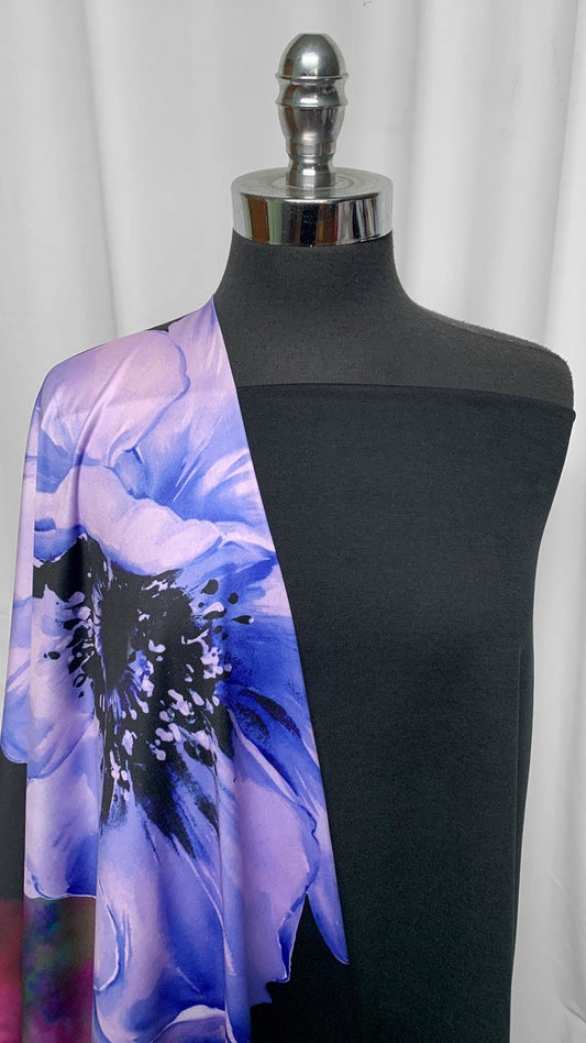 BLACK/PURPLE FLORAL BUNDLE : 2.5YD Black 2-Tone Peached PF & 1YD Purple Floral ITY : A25284