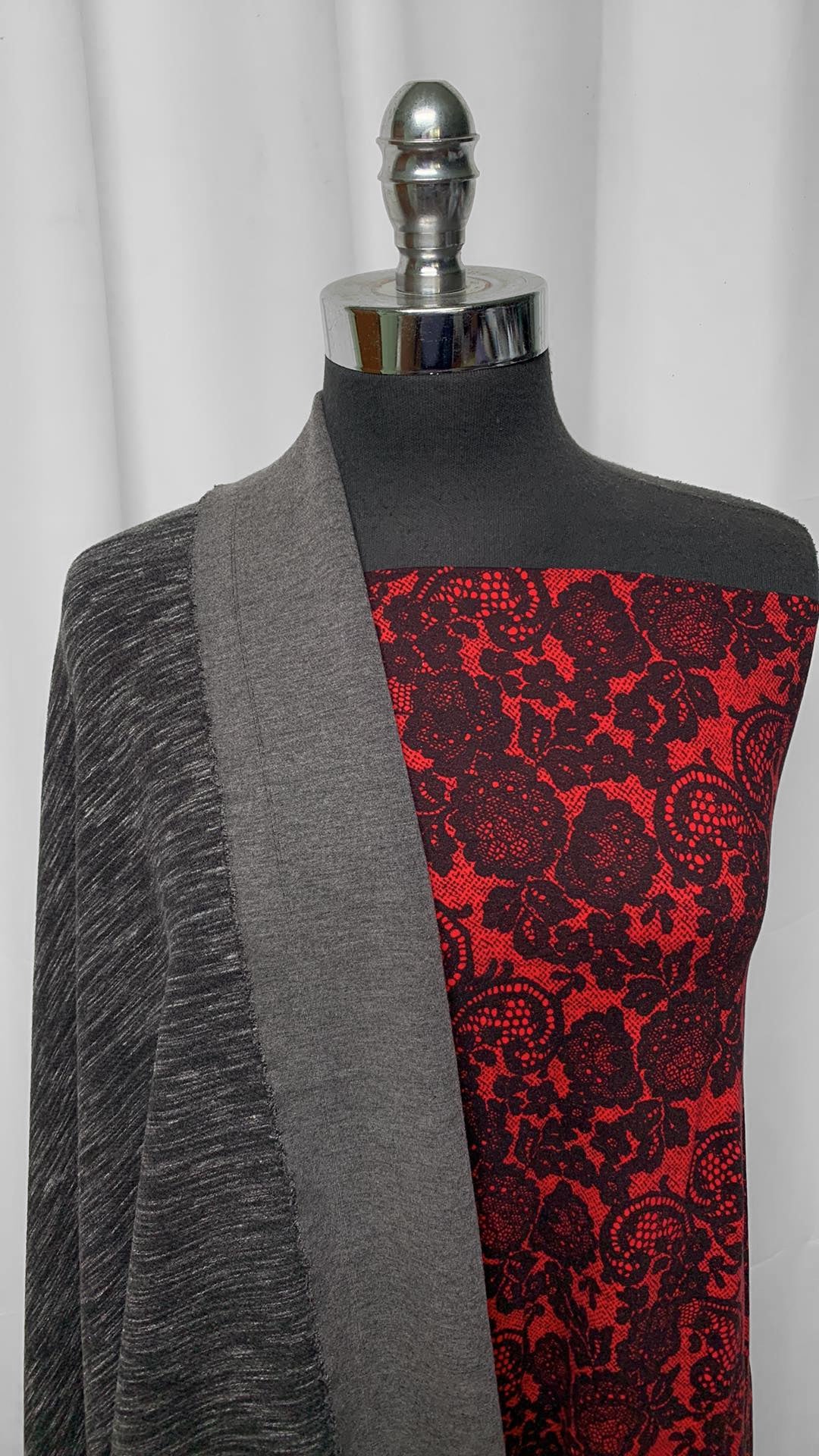 RED LACE BUNDLE : 2YD Red "Lace" DBP & 1YD 2-Faced Textured DK : A25304