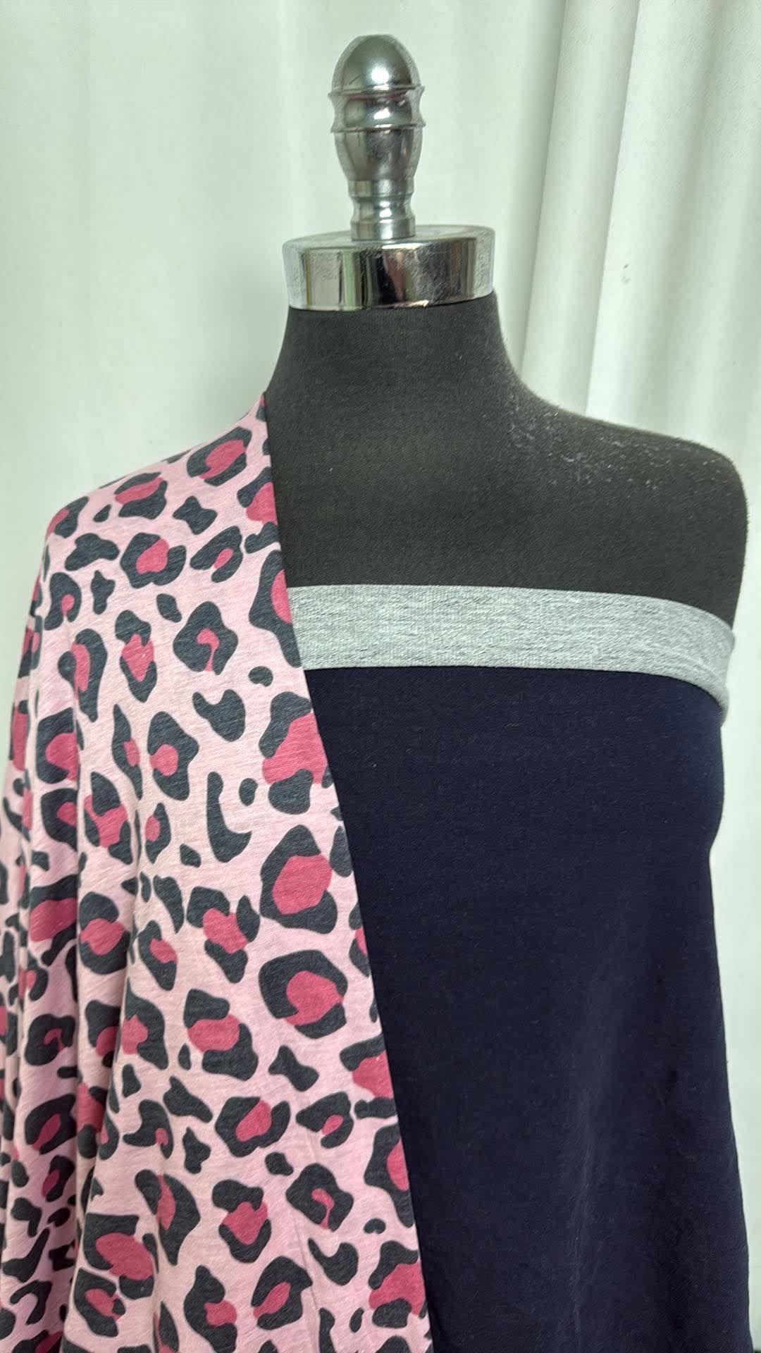 "DENIM"/PINK LEOPARD BUNDLE : 1YD "Denim" C/S FT & 2YD Leopard PRS Jersey : A30969