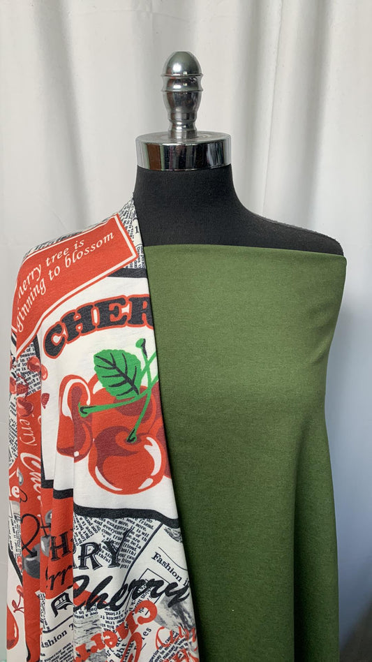PISTACHIO/CHERRY BUNDLE : 2YD Cherries PRS FT & 1.5YD Pistachio Peached PF : A1946