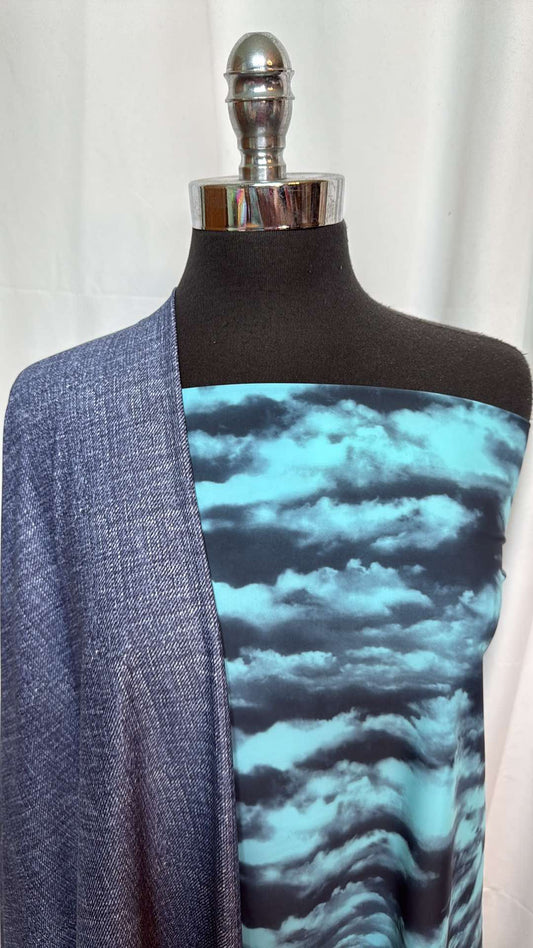DENIM LOOK/CLOUDS BUNDLE : 1YD Denim-Look N/S & 1YD Clouds N/S : A27341