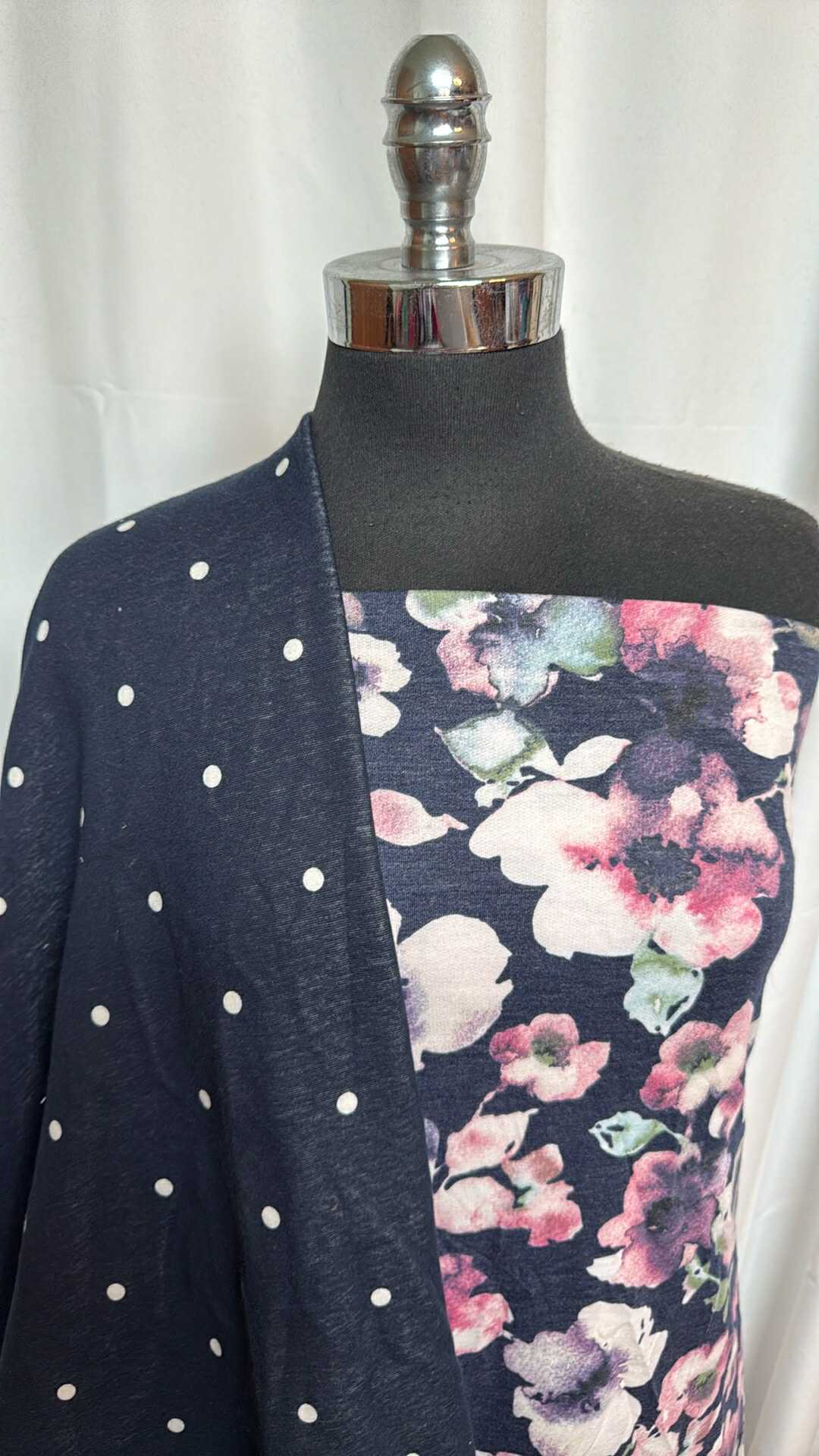 FLORAL/SUPERPLUSH DOT BUNDLE : 1YD Floral PRS FT & 1YD Navy Dot SuperPlush : A28617