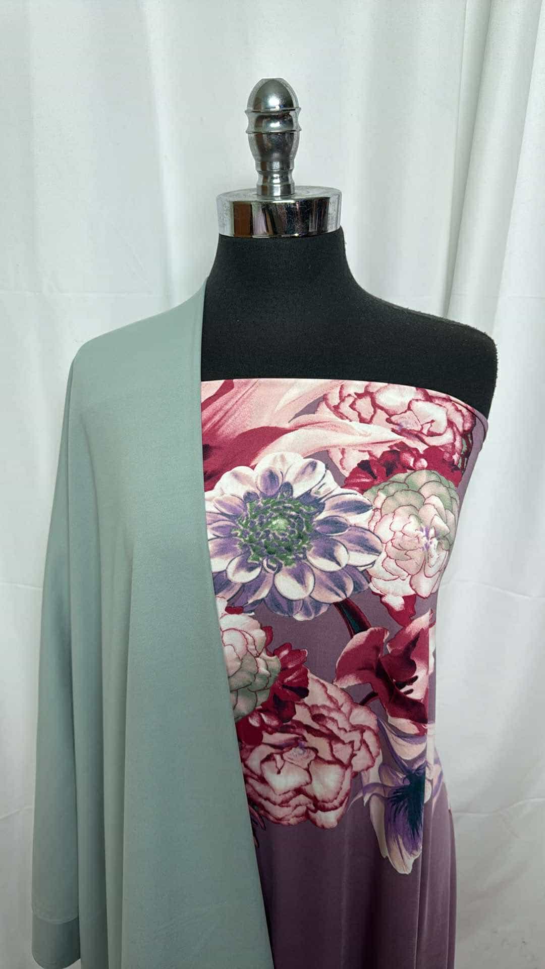 OPAL/LAVENDER FLORAL BUNDLE : 1+YD Opal Green Special Purchase Peached-Face PF & 2YD Lavender Floral ITY : A26997