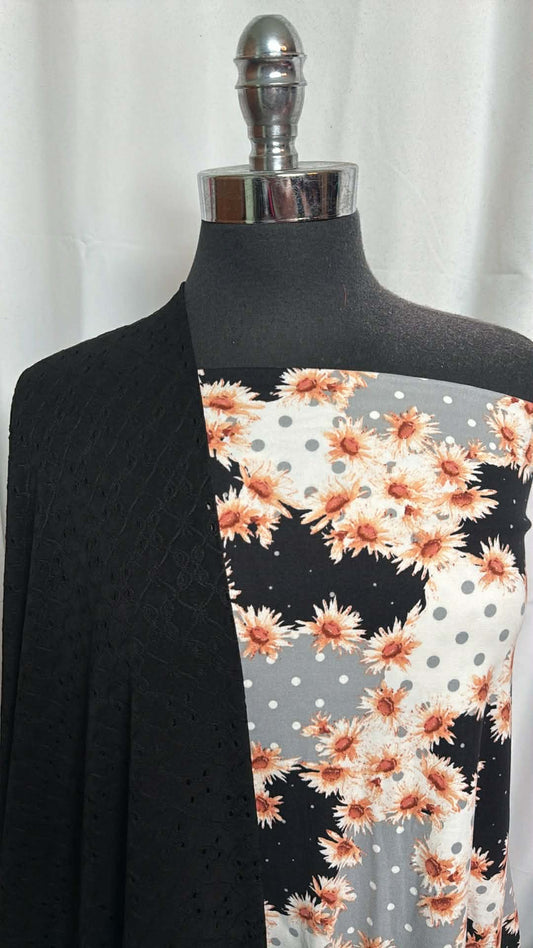 DAISY/EYELET BUNDLE : 2YD Daisy Floral DBP & 2YD Black Knit Eyelet : A29882