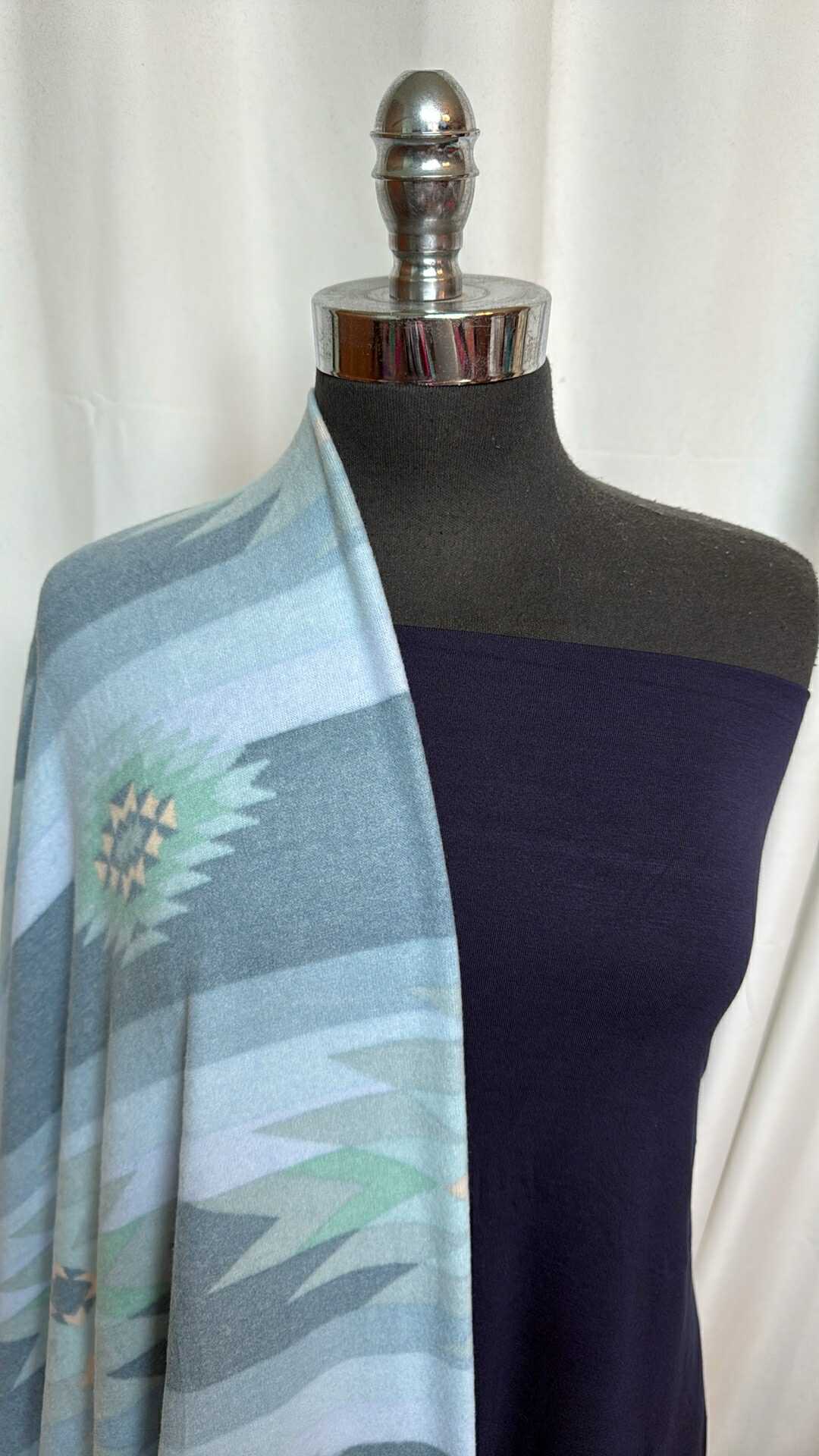 NAVY/BLUE SOUTHWEST BUNDLE : 2YD Navy R/S & 2YD Blue Southwest Brushed Hacci SK : A28635