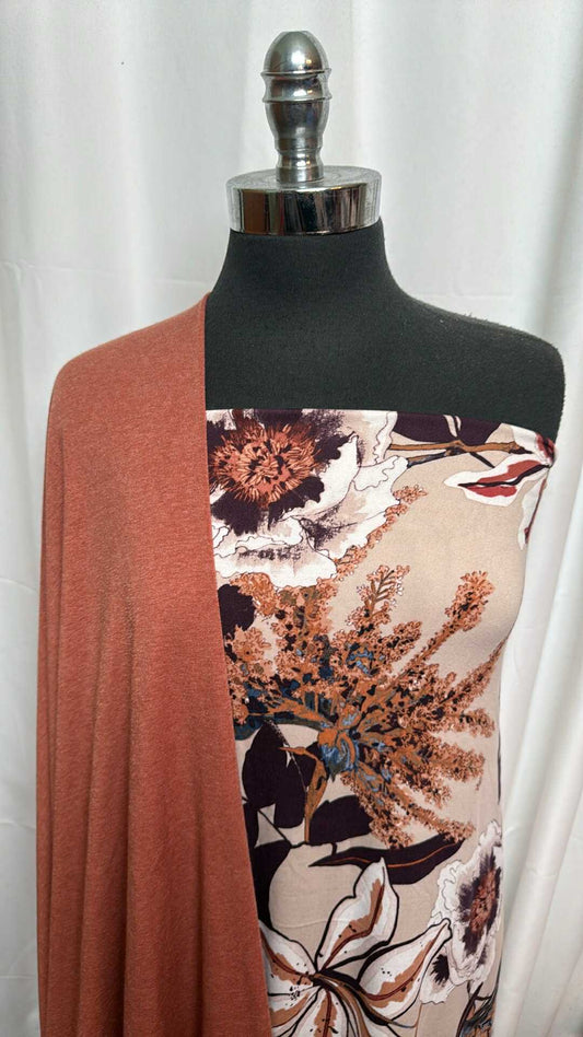 RUST/FLORAL BUNDLE : 2YD Floral DBP & 2YD Rust Loop Terry : A28068
