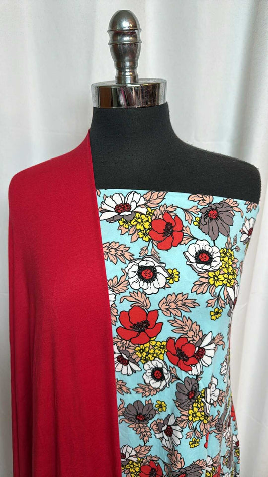 RED/FLORAL BUNDLE : 2YD Floral DBP & 2YD Red R/S : A28695