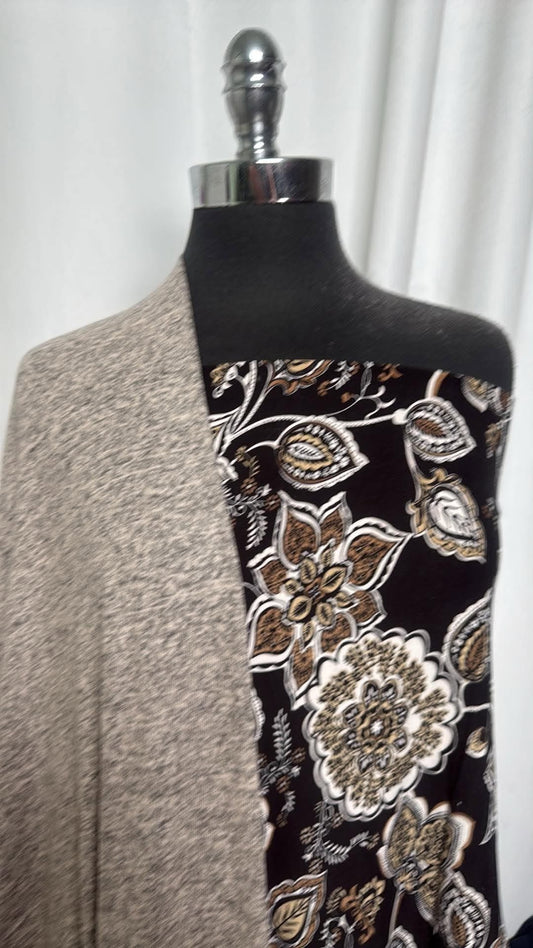 OATMEAL/PAISLEY BUNDLE : 3.5YD Paisley SBP & 2YD Oatmeal Brushed Hacci SK : A30813