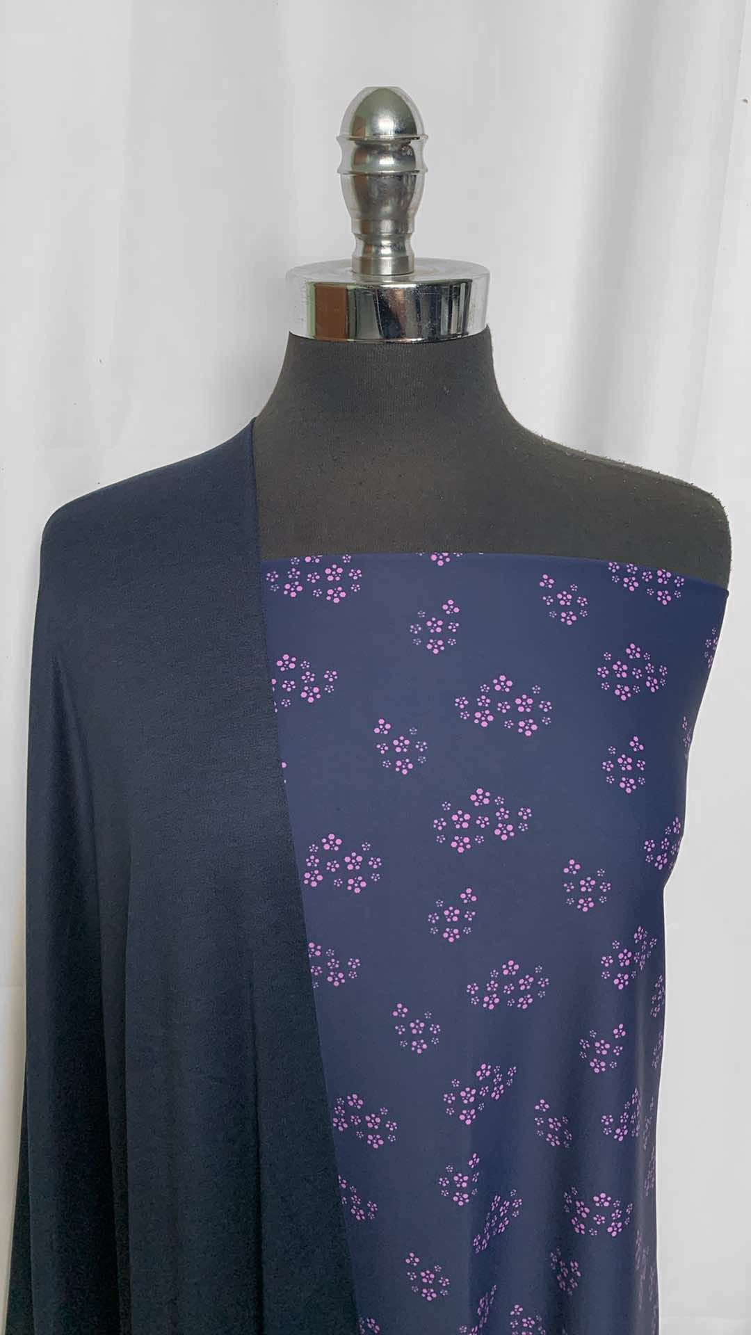 NAVY/NAVY FLORAL BUNDLE : 1YD Navy Floral Yoga PF & 1YD Navy Featherweight PF : A25898