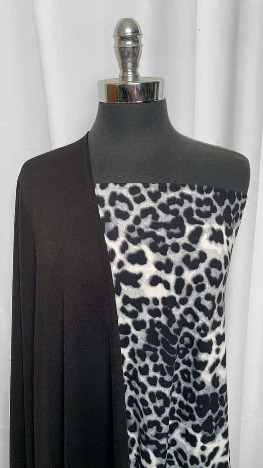 BLACK/WHITE LEOPARD BUNDLE : 2YD Black/White Leopard DBP & 2YD Black Crepe Scuba : A25825