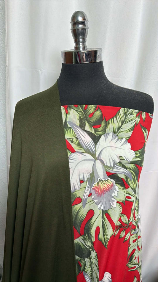 OLIVE/ORCHIDS BUNDLE : 3YD Orchids Venezia & 2YD Olive Featherweight PF : A29760