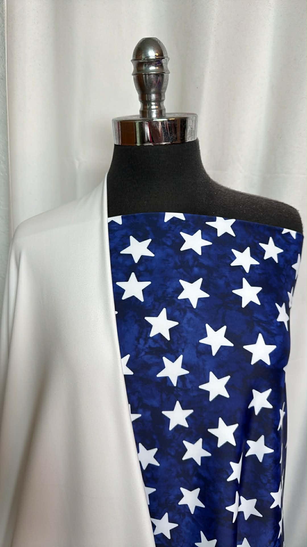 WHITE/BLUE STAR BUNDLE : 2YD Blue Star N/S & 2YD White Lightly-Brushed Wicking PF : A29834