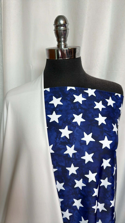 WHITE/BLUE STAR BUNDLE : 2YD Blue Star N/S & 2YD White Lightly-Brushed Wicking PF : A29834