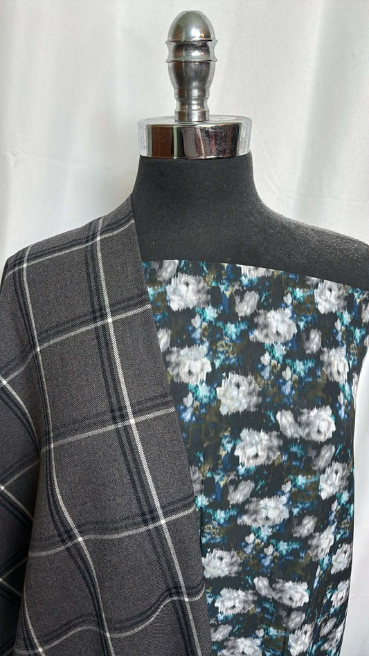 FLORAL/PLAID BUNDLE : 2YD Floral PWD & 2YD Plaid Flannel : A29657