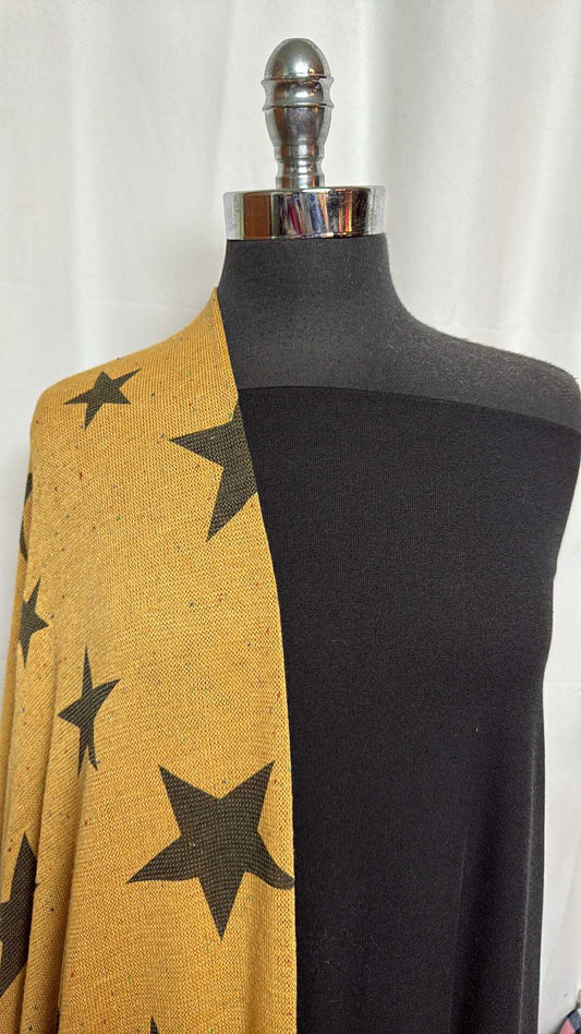 BLACK/GOLD STAR BUNDLE : 2YD Gold Star Flecked SK & 2YD Black PF Rib : A29092