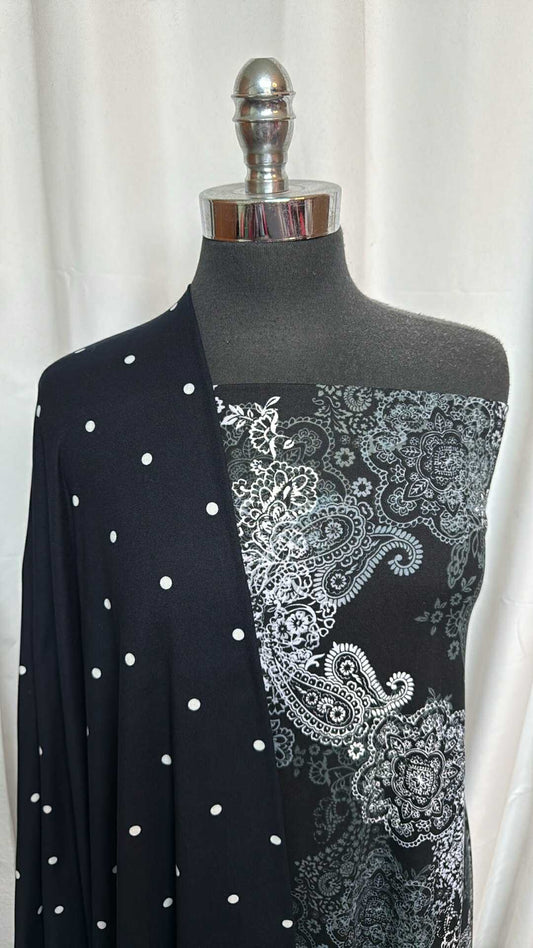 BLACK DOT/PAISLEY BUNDLE : 2YD Black Paisley DBP & 2YD Black Dot DBP : A28424