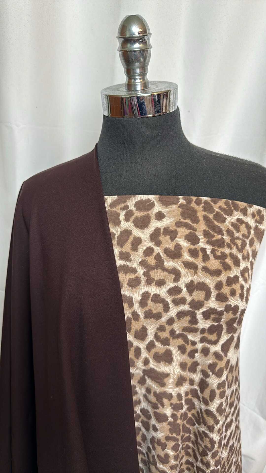 BROWN/TAN LEOPARD BUNDLE : 2YD Brown/Tan Leopard Bulgari & 2.5YD Brown Nylon Ponte : A28533