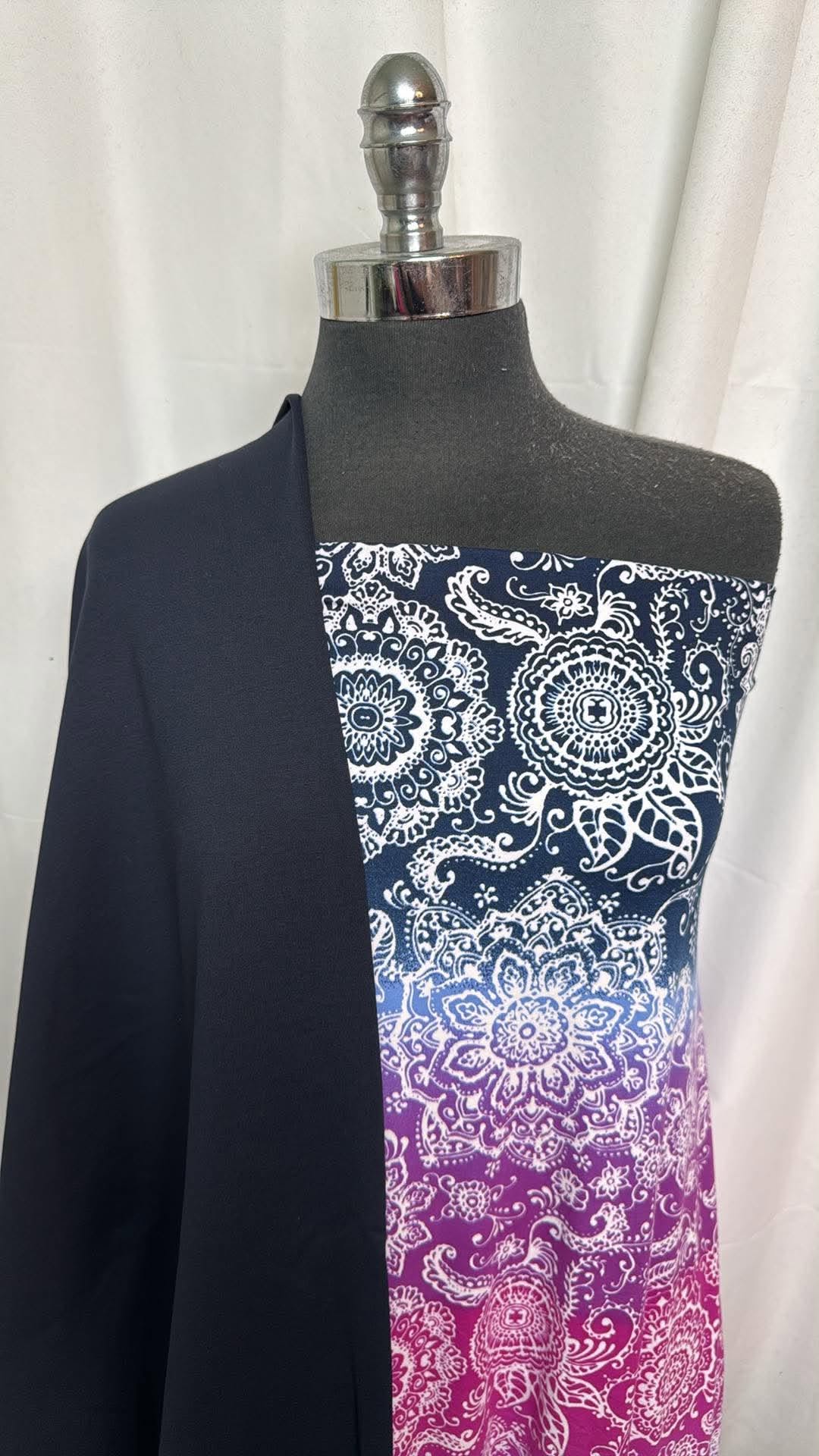 NAVY/OMBRE MANDALA BUNDLE : 3.5YD Ombre Mandala DBP & 3.5YD Navy Nylon Ponte : A30639
