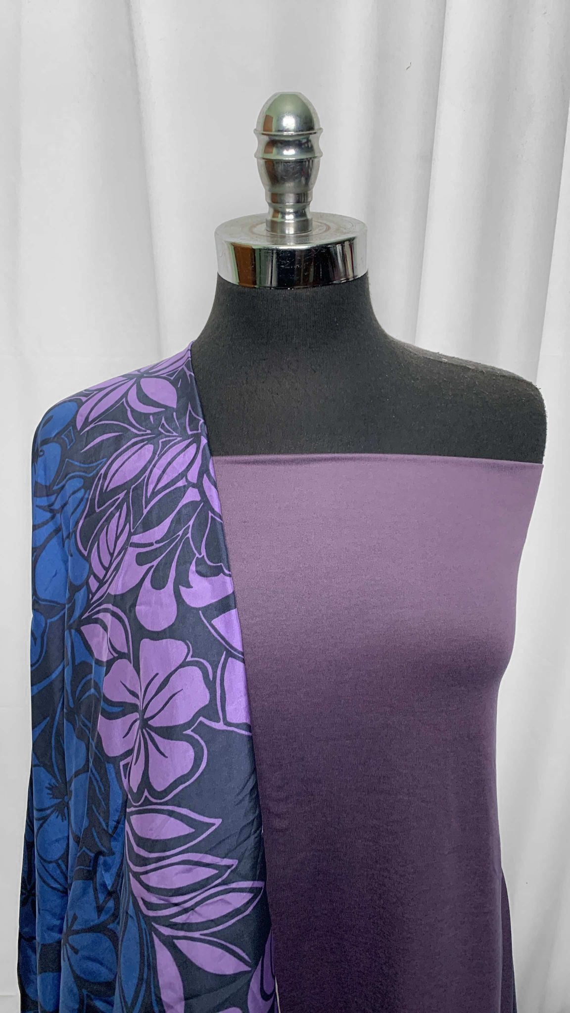 PURPLE HAZE/FLORAL BUNDLE : 2YD Floral Double-Border Silk Woven & 1YD Purple Haze Featherweight PF : A25609