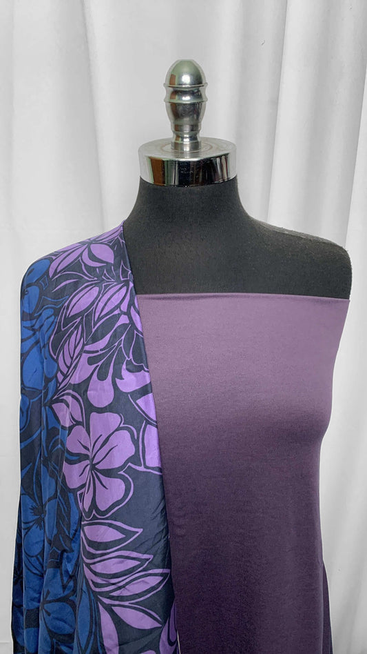 PURPLE HAZE/FLORAL BUNDLE : 2YD Floral Double-Border Silk Woven & 1YD Purple Haze Featherweight PF : A25609