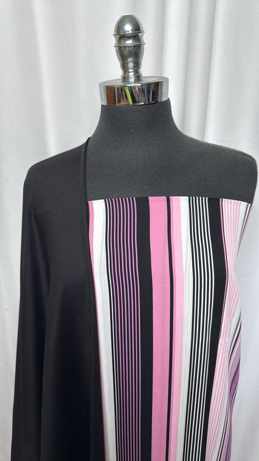 BLACK/PINK STRIPE BUNDLE : 2YD Black/Pink Stripe PWD & 1+YD Black Heavy PF : A27038