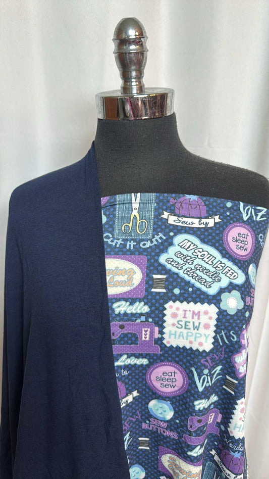 NAVY/SEWING BUNDLE : 2YD Sewing PRS FT & 2YD Navy Bamboo C/S FT : A28707