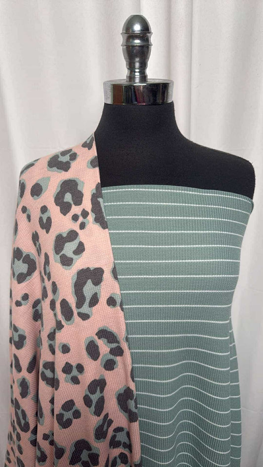MINT STRIPE/LEOPARD BUNDLE : 2YD Mint Stripe Thermal & 2YD Leopard Thermal : A26537