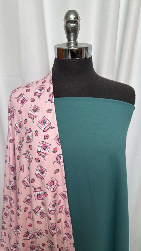 TEAL/STRAWBERRY MILK BUNDLE : 2YD Strawberry Milk C/S & 2YD Teal Heavy Brushed PF : A26359