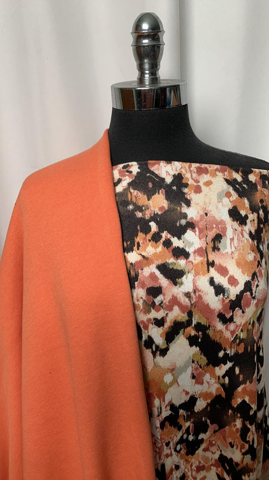 ORANGE/ABSTRACT BUNDLE : 2YD Abstract Oakley SK & 2YD Orange Sweatshirt Fleece : A2145