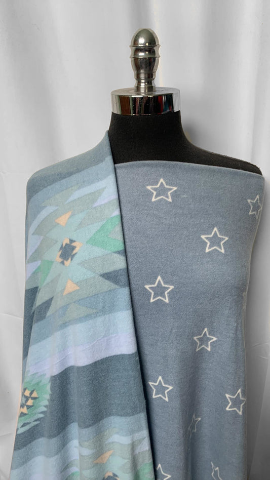 BLUE SOUTHWEST/STARS BUNDLE : 2YD Star Brushed Hacci SK & 2YD Southwest Brushed Hacci SK : A2013