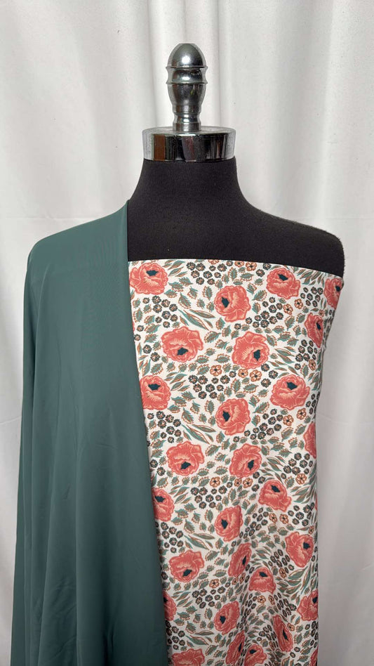 SAGE/FLORAL BUNDLE : 2YD Floral N/S & 2YD Sage N/S : A26646