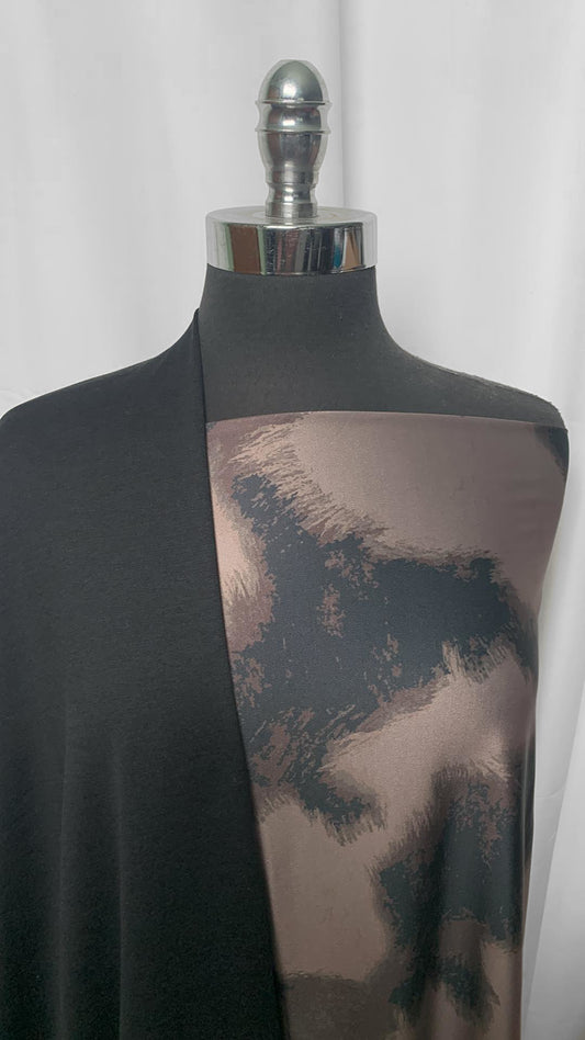 BROWN MOTTLED BUNDLE : 2YD Brown Mottled Yoga PF & 1+YD Black 2-Tone Peached PF : A2127