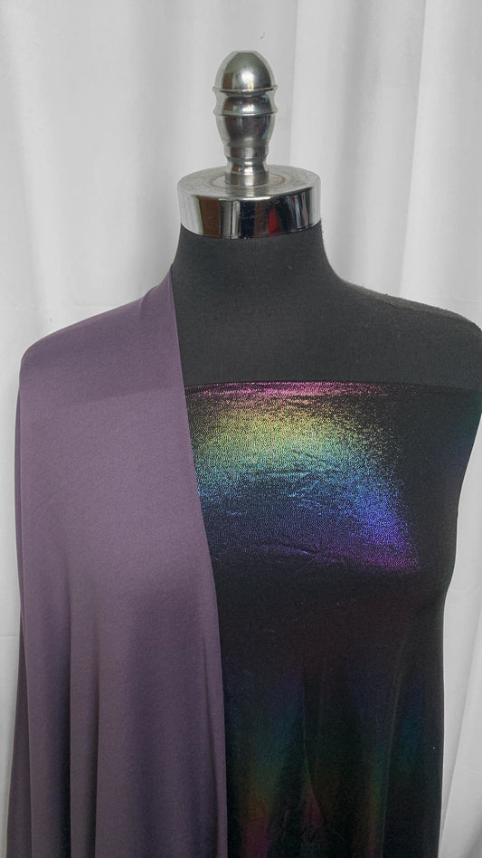 RAINBOW FOIL/HAZE BUNDLE : 2YD Rainbow Foil ITY (4-Way Stretch) & 1.5YD Purple Haze Featherweight PF : A25537
